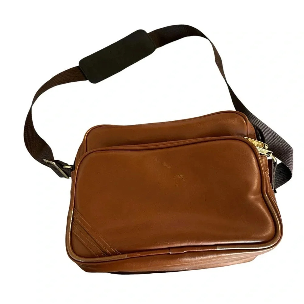 Vintage Coast Tan Brown Leather Camera Case 9" tall 12" length, width 6"